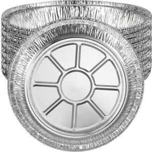 JAPCHET 20 Pack 10 Inch 2.95 Inch Deep Round Aluminum Foil Trays, 2800ML Foil Disposable Aluminum Pan Containers for Roasting, Baking, Cooking, Reheating