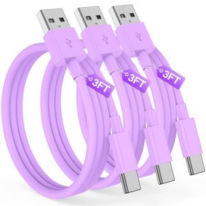 Essri Car CarPlay Cable for iPhone 17, 16, 15 USB C Charger Cord, 3-Pack 3FT USB A to USB C Charging Cable for Apple iPhone 17/17 Pro/Air/16e/16/15 Pro Max/Plus Cord, for iPad Pro/Air,Purple