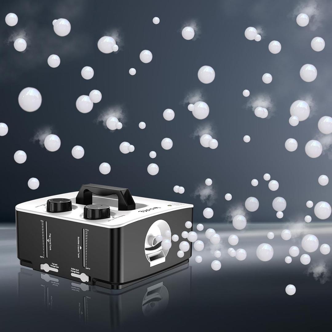Fog Machine, No Spill Fog Bubble Machine, Portable Smoke Bubble Machine, Bubble Fogger, Bubble Fog Combo Machine for Indoor Outdoor Party Wedding Birthday Photograph Christmas Halloween (Two-tone)
