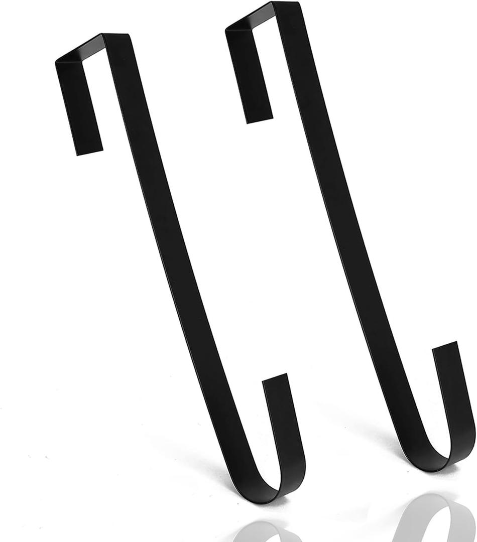 2PCS Wreath Hangers for Front Door, 15" Wreath Hangers, Indoor or Outdoor Over The Door Wreath Hook Hanger for Easter Spring Halloween Xmas Wreath Decorations, Steel Material, 20lb Load Bearing