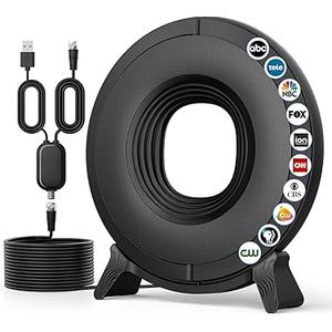 TV Antenna Indoor for Local Channels, 2025 Long Range Antenna for Smart TV 360° Reception, Digital TV Antennas for All Smart/ Old TVs, Supports 4K 1080P HD VHF UHF