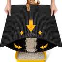 Cat Litter Mat Compact Size 23.6"x14.6" for Small Spaces, Upgrade Waterproof Leakproof Back Layer, Honeycomb Trapping Mat, Washable, Easy to Clean, Scatter Control Kitty Litter Matt, Black