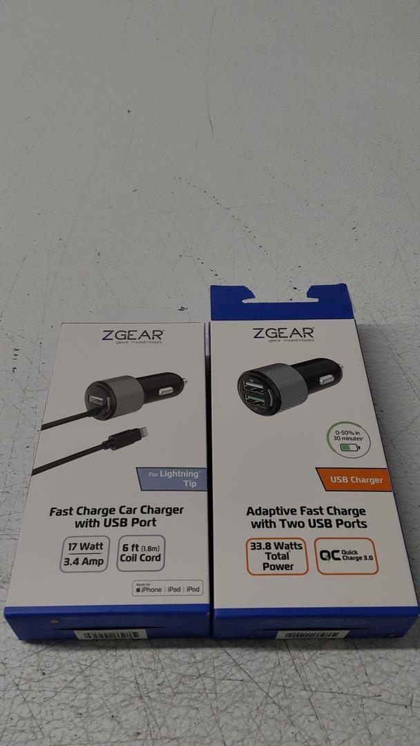 ZGEAR Fast Charge Car Charger with USB Port 2 Pack (Fast Charge Car Charger with USB Port, Adaptive Fast Charge with Two USB Ports)