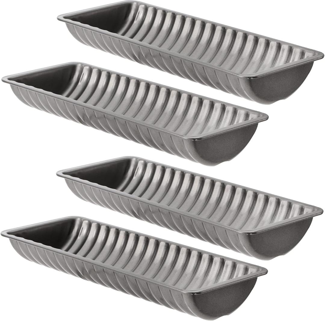 Peohud 4 Pack Almond Cake Pans, Non-Stick Bread Loaf Pan, Carbon Steel Scandinavian Swedish Norwegian Almond Cake Baking Pan, 12.3 x 4.8 x 1.8 Inches