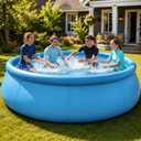 10 FT x 30 in Round Inflatable Swimming Pool, Large Round Inflatable Pool for Adults Summer Water Party Backyard Outdoor Pool
