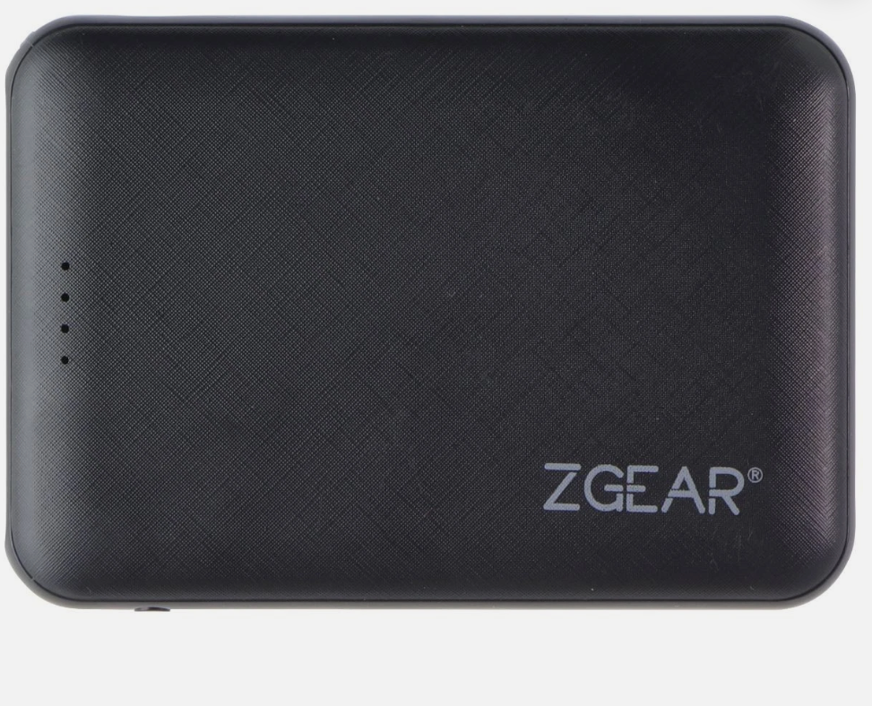 ZGear 5000 mAh Slim Dual Charging Port Power Bank - Black