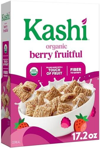 Kashi Breakfast Cereal, Organic, Fiber Cereal, Berry Fruitful, 17.2oz Box (1 Box) Exp. 01/08/27