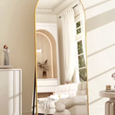 BEAUTYPEAK 64"x 21" Full Length Mirror Arched Standing Floor Mirror Full Body Mirror, Gold