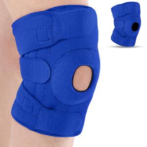 Foilswirl 1 Pcs Kids Knee Brace with Side Stabilizers Patella Gel Pads Adjustable Straps Youth Child Knee Brace Support for Meniscus Tear Sports, Meniscus Tear (Blue)