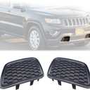 Front Bumper Grille Insert (Set) Compatible With Jeep Grand Cherokee 2014-2016 / Center Grille Bezel Outer (LH + RH) / Front Bumper Insert Lower Grill Bezel Cover (1 Pair) Black