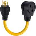 NEMA L14-30P to 6-50R Generator Welder Adapter Plug Power Cord,30 Amp to 220V 50 Amp Twist Locking Generator 4 Prong Male Plug to 3 Prong Welder Adapter Female,30 Amp 125/250v 10AWG 1.5FT