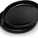 Ceramic Plant Saucer for Indoors, 6 Inch Plant Trays for Pots, 2 Pack Plant Pot Saucers for Holding Water Drips and Soil (6 Inch, Black)