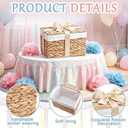 Gender Reveal Baskets with Lid 15 x 10.2 x 9.8 Inch Wicker Shelf Gender Reveal Baskets Baby Shower Storage Basket Decoration for Baby Shower Party Decor Home Organizer, Light Brown