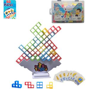 Multipurpose Go 50 Pcs Board Games for Kids & Adults Tetra Tower Balance Stacking Toys Perfect for Family Games, Parties, Travel