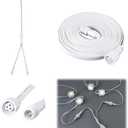 2 Pcs Extension Cable Kit Compatible with Govee Permanent Outdoor Light 3 Pins Y Splitter Cord Straight Extension Compatible with Govee H705 H706 H805 Weatherproof Patio Yard (13 ft,White)