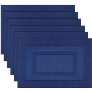 PIGCHCY Placemats,Washable Woven Vinyl Placemats for Dining Table,Easy to Clean Plastic Durable Placemats Set of 6 (18 x 12 inchesches, Navy Blue) PIGCHCY Placemats,Washable Woven Vinyl Placemats for Dining Table,Easy to Clean Plastic Durable Placemats Set of 6 (18 x 12 inchesches, Navy Blue)