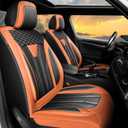 Fit Accord Car Seat Covers Premium Leather for Honda Accord 2012-2024 2025. Waterproof Breathable, Scratch-Resistant & All-Weather Seat Cushion ProtectorFront Seat,Orange&Black