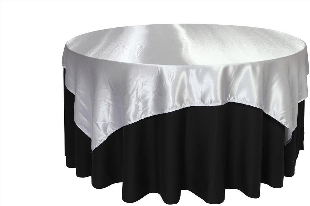 10 Pcs, Square 90"x90" Lamour Satin Table Overlay - White for Wedding Or Event Decor