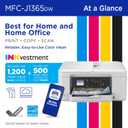 Brother INKvestment 1365 Wireless Color Inkjet All-in-One Printer with Automatic Duplex Printing and 1.8 Color Display | Includes Refresh Subscription Trial(1) (MFC-J1365DW)
