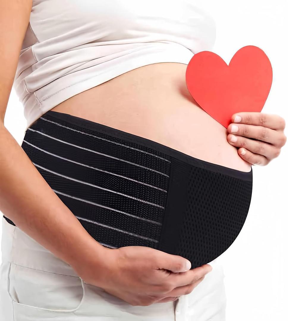 Belly Band for Pregnancy Maternity Belt Pregnancy Support Belt Bump Band Abdominal Brace Belt - Relieve Lower Back, Pelvic and Hip Pain (Black/Plus size)