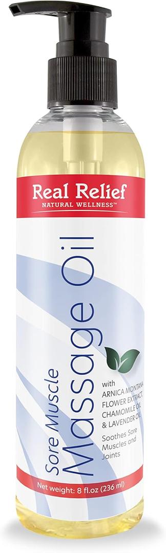 Arnica Massage Oil with Chamomile & Lavender Essential Oils, Soothes Sore Muscles, Joints & Body, Relaxing Massage Therapy for Personal or Professional use, 8 fl. oz.