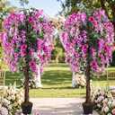 Thiccywoov 2 Pack 5ft Artificial Wisteria Tree Tall Fake Tree with Cement Base Pot Faux Floor Plant Decoration for Indoor Outdoor Home Office Housewarming Gift(Rosy Pink)