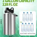 Insulated Water Bottle,1 Gallon Jug with Handle, 128oz Stainless Steel, Large Water Wide Mouth Bottle for Hot & Cold Drinks, Ideal for Travel, Camping, Family (Stainless Steel)