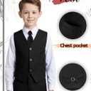 YuanLu Boys Suit Dress Clothes Ring Bearer Outfit Homecoming Dresses Boy Vest and Pants Set for Kids Wedding Tuxedo Suits (Black)