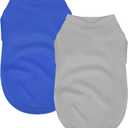 2 Pack Solid Color Dog Shirts - Lightweight, Quick Dry, Breathable Pet T-Shirts for Small to Large Dogs - Stretchy, Durable, Ideal for All Seasons and Holidays.Grey Blue,Size M