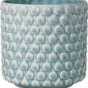Nordring Stoneware Flower Pot – 5’’ Sky Blue Planter with Polka Dots – Modern Ceramic Pot with Crackle Glaze – No Drainage Holes – Holds 4’’ Indoor Plant