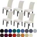 Howhic Stretch Chair Covers for Dining Room Set of 6, Removable Washable Dining Room Chair Covers, Dining Chair Slipcovers Seat Protector, Great for Home and Banquet Decoration (Ivory, 6 Pack)