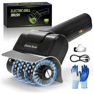 Electric BBQ Grill Brush - Cordless USB Rechargeable Grill Cleaning Brush with High-Speed Motor, Heavy Duty Stainless Steel Bristles, Automatic Barbecue Grate Cleaner Tool, Perfect BBQ Accessories