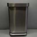 simplehuman 45 Liter / 12 Gallon Liter Rectangular Hands-Free Kitchen Step Trash Can with Soft-Close Lid, Brushed Stainless Steel with Plastic Lid