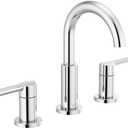 Delta Nicoli Chrome Faucet 3 Hole, 8 Inch Widespread Bathroom Sink Faucet for Vanity, Push-Pop Drain Assembly, Chrome 35749LF