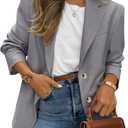 PRETTYGARDEN 2025 Blazers for Women Business Casual Long Sleeve Lapel Open Front Suit Jacket Work Blazer with Pockets (X-Large, Grey)