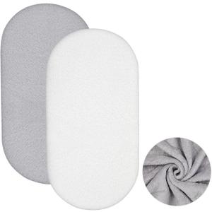 2 Pack Flannel Baby Bassinet Sheets 15 x 33 Inches Soft Flannel Crib Sheet, Fit for Oval Bassinet Cover or Mattresses(Gray and White)
