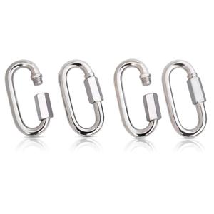 516inch Quick Links Chain Connector - Stainless Steel D Shape Locking Carabiner for Hammock, Swing, Sail, Pet, Boating, Camping, Indoor Outdoor Use, 4 Packs (M8)