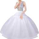 SHEJIZE Womens Petticoat Skirt Crinoline for Girls Hoop Skirt Petticoat Underskirt Half Slips (One Size, Fuller Crinoline White)