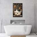 HQPCNGZ Vintage Ghost And Black Cat In Bathtub Posters Cute Bubblebath Flower Canvas Wall Art Spooky Halloween Prints Painting For Bathroom Home Bedroom Dorm Wall Decor 12x16in Unframed