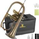 ROWELL Bb Flugelhorn Antique Finish & Brass Body for Band Jazz Performance (Black)