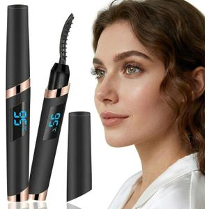 Heated Eyelash Curler for Women, Electric Lash Curler with 4 Temperature Modes, 10s Fast Heating, Type-C Rechargeable & Portable, Long Lasting Curl, Black (Black)