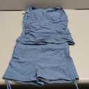 Girls Swimsuit V-Neck Cutout Tankini Tropical Print Swimwear with Shorts 2 Piece Bathing Suit for Girls 7-16Y (15-16 Years, Blue)