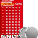 Cotchear 50pcs Alkaline Cell Batteries Assorted 1.5 Volt AG1/LR621 AG3/LR41 AG4/LR626 AG10/LR1130 AG12/LR43 AG13/LR44 Coin Batteries Set 0% Mercury