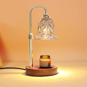 Candle Warmer Lamp with Timer Electric Candle Warmer Lamp Adjustable Height Dimmable Wax Warmer Lamp Jar Candles with 2 Bulbs for Home Decor & Office (Large)