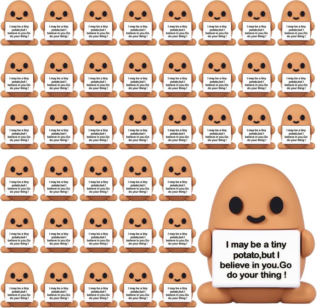 Gejoy 50 Pcs Mini Rubber Potato Toys Positive Gifts Potato Figures Decorations and Encouragement Birthday Motivational Gifts for Colleague Staff Teacher