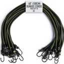 Pluvios - 40" (100cm) Bungee Cords with Hooks Heavy Duty Outdoor - 10 Pack - Choice of Sizes - Multi-Purpose Elastic Bungee Straps for Luggage, Camping - Weatherproof & UV