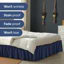 Wrap Around Dust Ruffle Bed Skirt - Navy Blue - for Queen Size Beds with 15 Inch Drop - Elastic Strap - Adjustable Pleated Bedskirt with Brushed Fabric and Wrinkle Free - for Women, Men, Kids & Teens