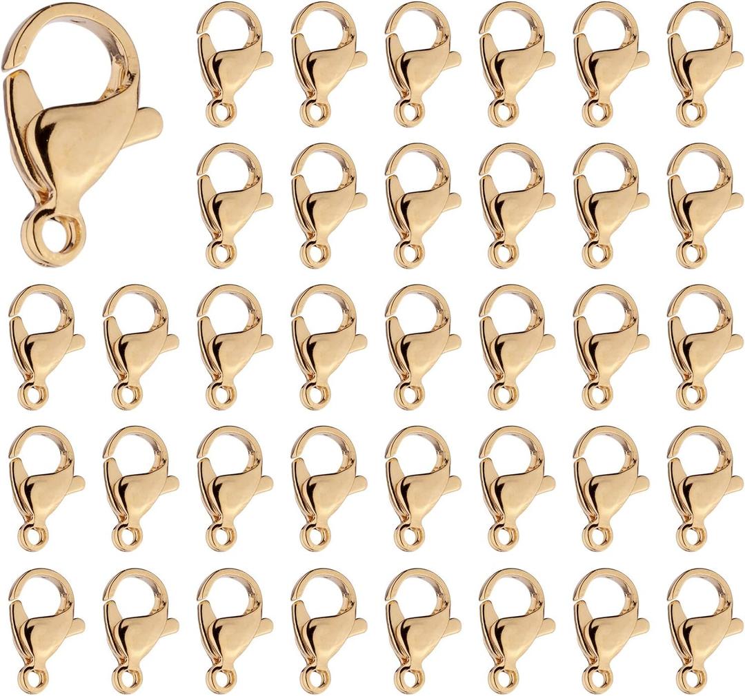 Pandahall 100Pcs 304 Stainless Steel Lobster Claw Clasps Real 18K Gold Plated 12x7x4mm Polishing Jewelry Clasps Connectors for Bracelet Necklace Jewelry Making