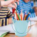 Colored Metal Buckets with Handle, 6 Pack 5.91 Inch Galvanized Iron Pail Bucket for Kids,Classroom,Crafts,and Party Favors (Green Blue)