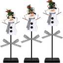 Geetery 3 Pcs Snowman Decor Winter Table Decorations Snowman Wooden Centerpieces for Tables Indoor Rustic Wooden Block Sign Tabletop Decoration for Home Kitchen Office(Cute)